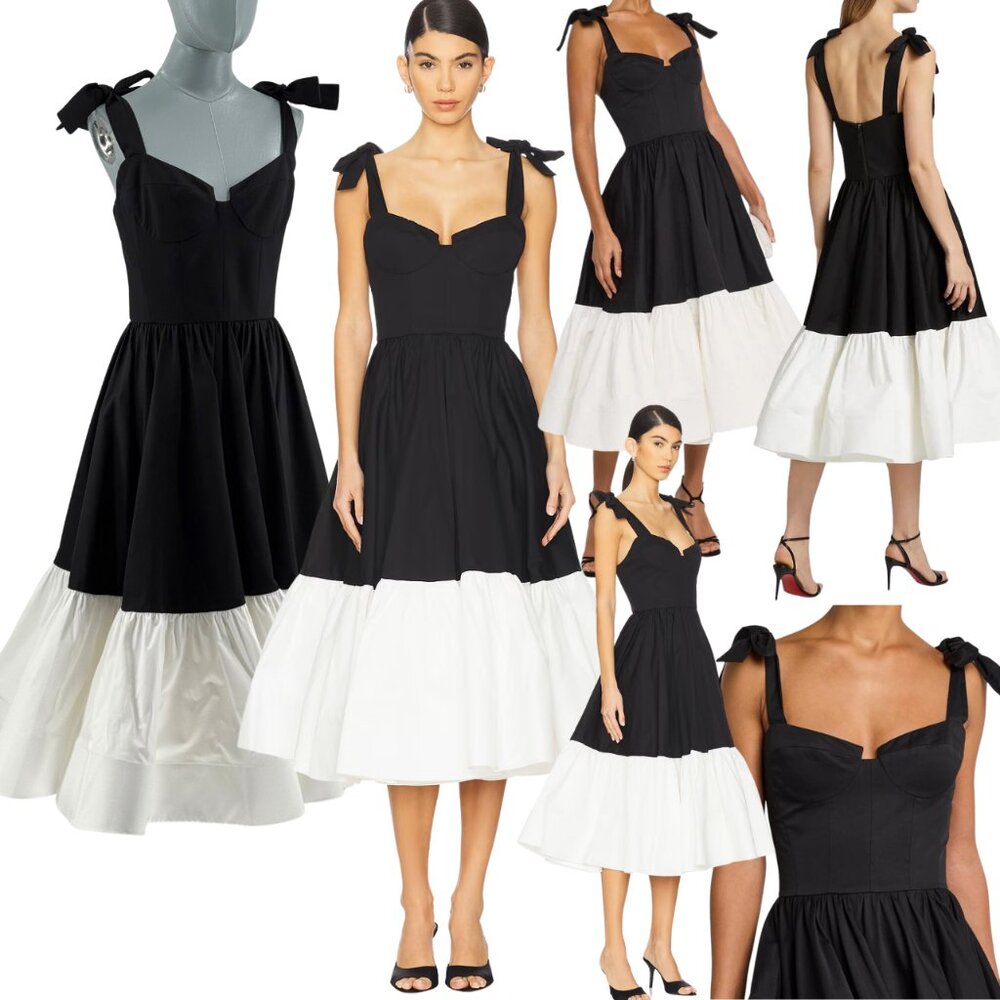 🆕 BRONX & BANCO 🧿 NWOT Catalina Two-Tone Sweetheart Midi Dress, Sz S US 4